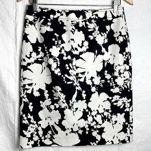 Halogen Black/White Floral Print Skirt